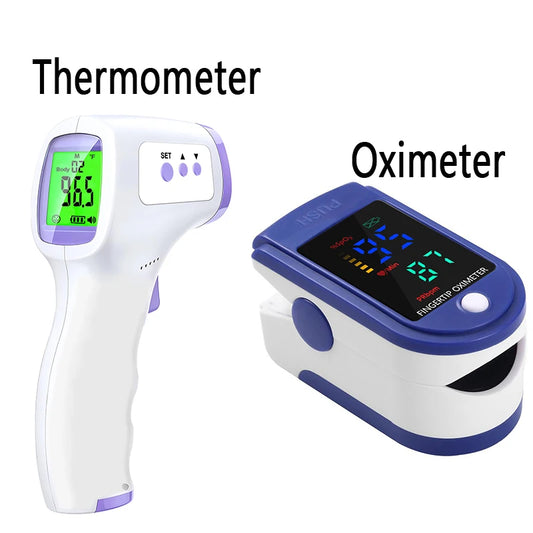 Digital Infrared Thermometer Thermometers Or Portable Finger Pulse Oximeter