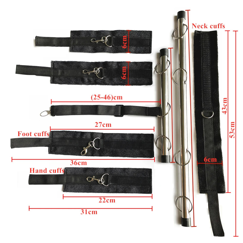 BDSM Bondage Kit Spreader Bar Handcuffs Ankle Cuffs Fetish Restraints Set Sex Toys for Couples