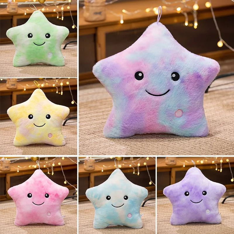 LED Light Star Plush Toy Soft Stuffed Star Pillow