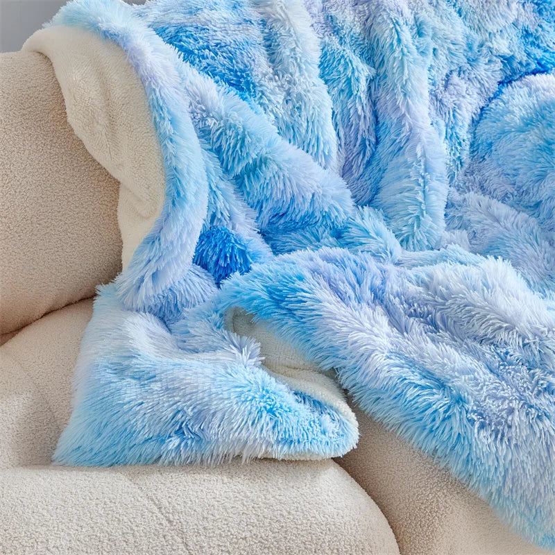 Fluffy Fuzzy Faux Fur Throw Blanket for Couch Sofa Bedroom Blanket  Lightweight Thermal Blanket Warm Blankets for Winter