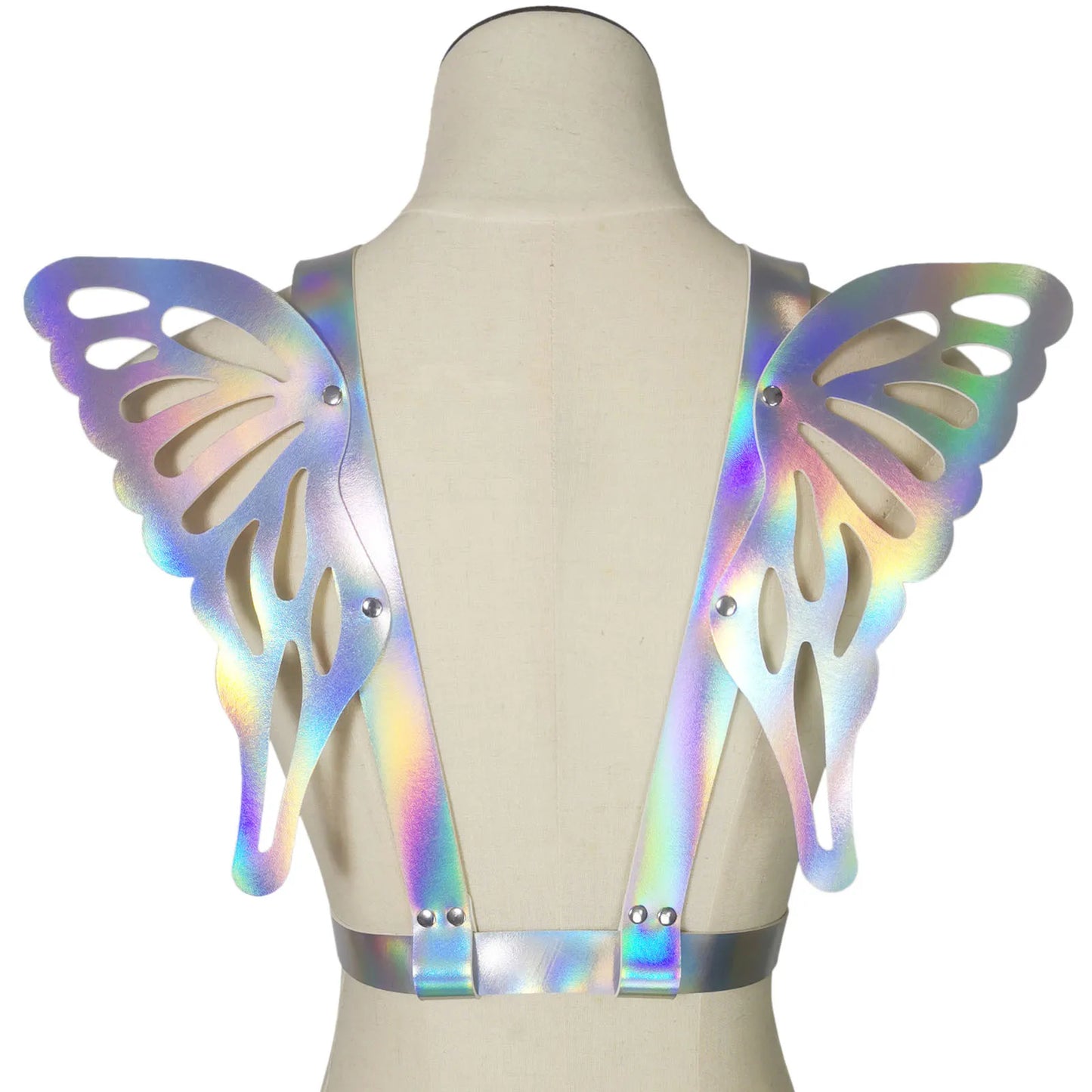 New PU leather Angel Butterfly Wings strap laser colorful reflective body belt shoulder strap