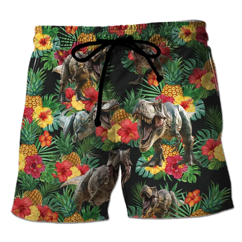 Funny 3D Printing Dinosaur Beach Shorts