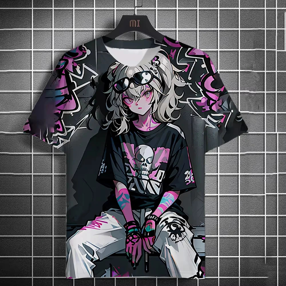 Men's T-Shirts Anime Character 3D  Printed Graffiti Top xxs- 6xl