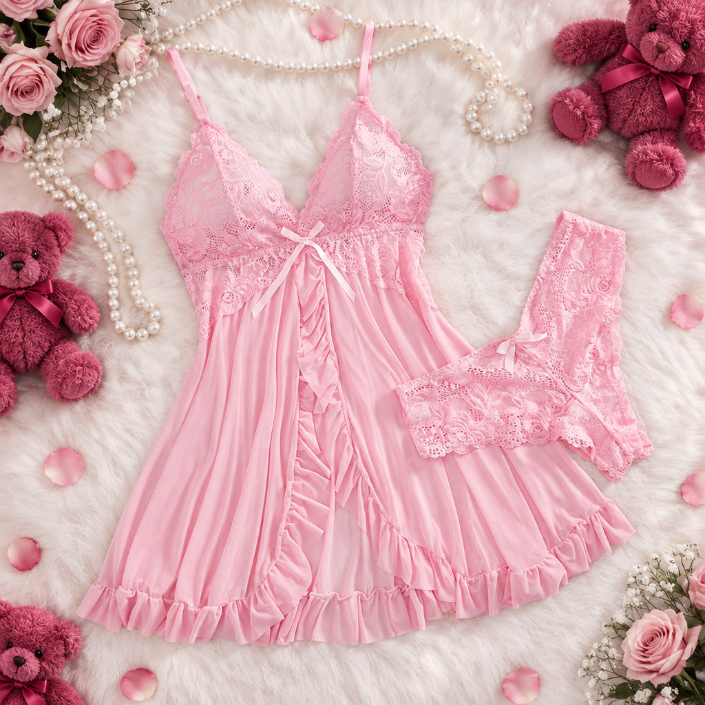 Suspender Suit Lingerie Nightgown Lace Thong Sets