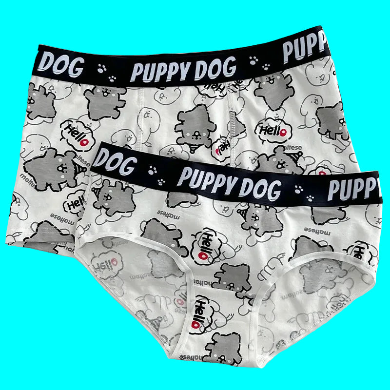 Couple Underwear For Men And Women Cartoon Puppy Pure Cotton Triangle Pants