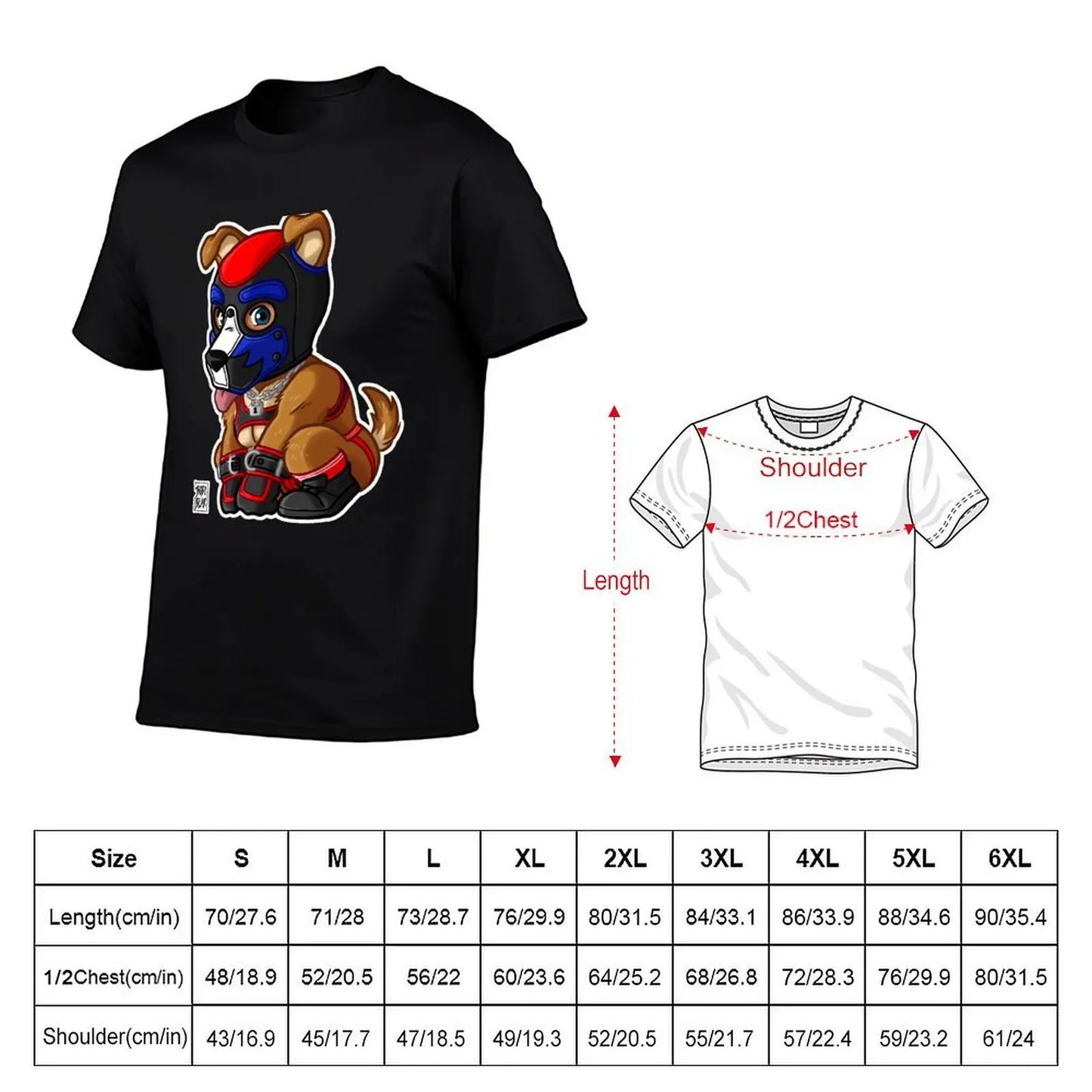 PLAYFUL PUPPY - BLUE RED MASK - BEARZOO SERIES T-Shirt up to 6XL