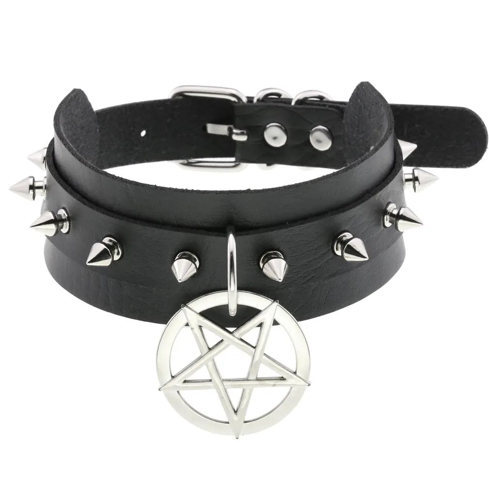 Gothic PU Leather Tassel Chain Choker Collars