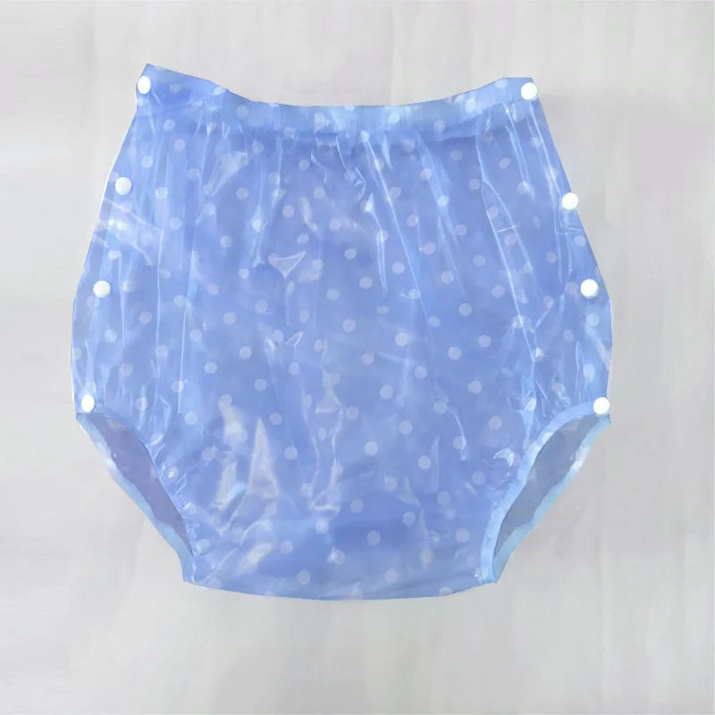 Polka Dot Clear PVC Snap Button Unisex ABDL Transparent Incontinence Shorts