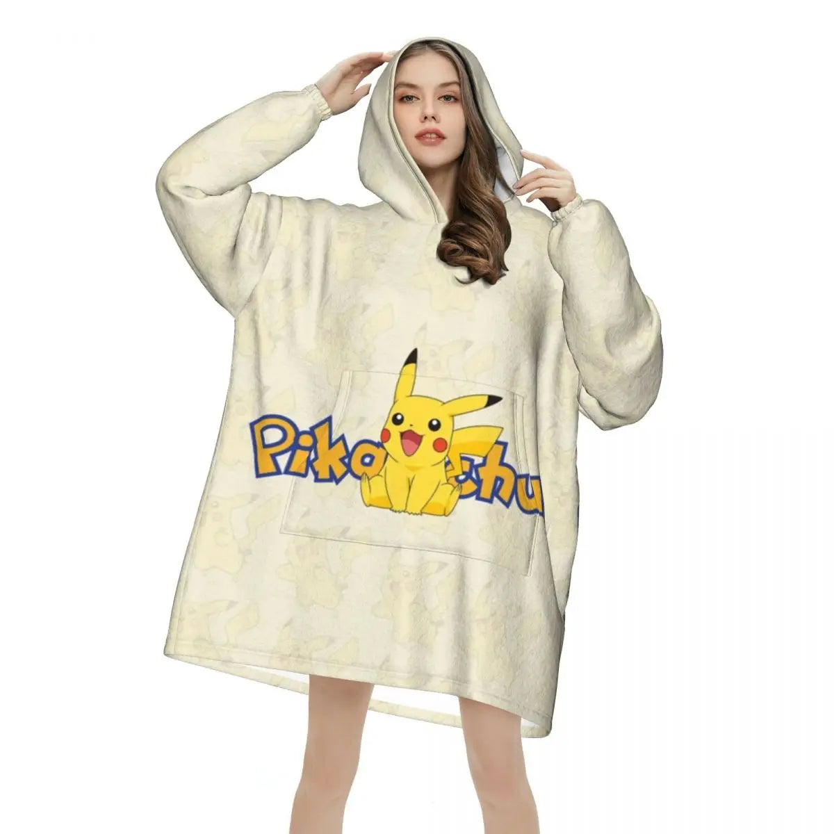Oversized Pokemoned Pikachus Wearable Blanket Gifts for Women Men Ultrasoft Plush Warm Sweatshirt Blankets With Pocket