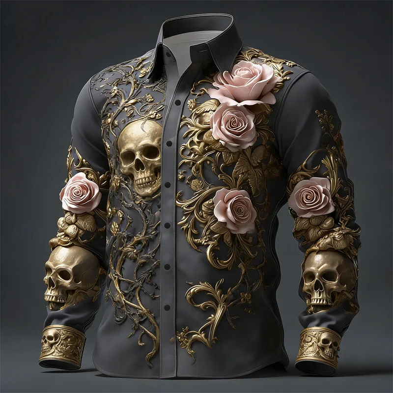Long sleeved shirt 3D skull print quality
