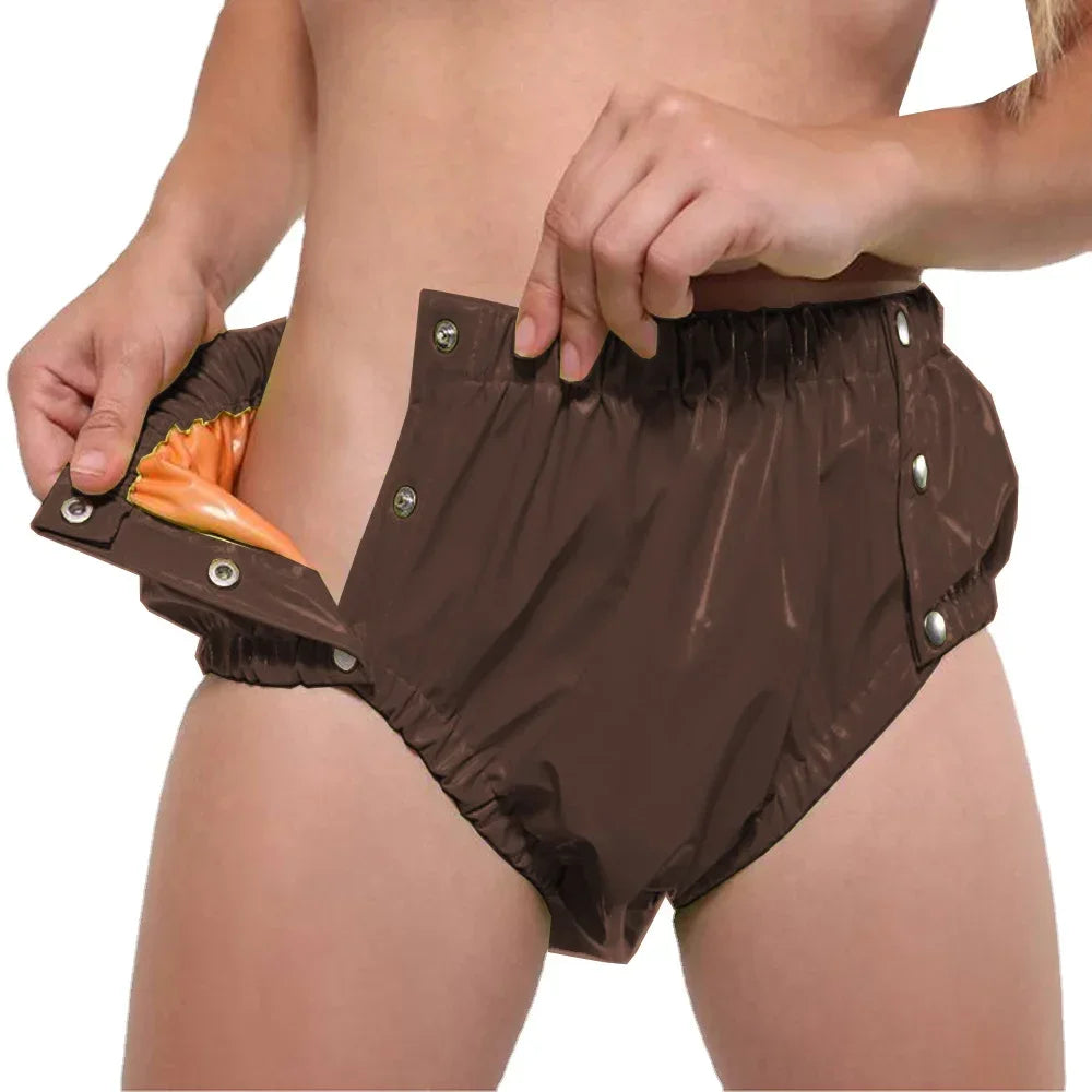 Shiny PVC Leather Double Layer Splicing Panties Sissy Cosplay Fetish