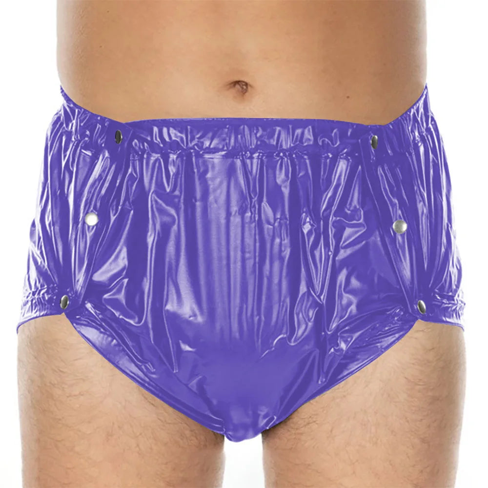 Unisex PVC Shiny Wetlook Button-up Sissy Knicker Nappy Covers for ABDL