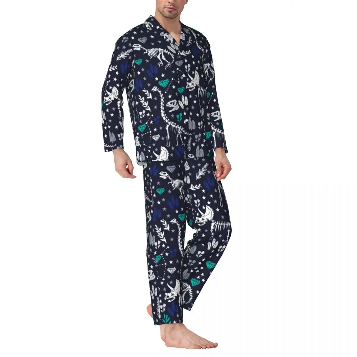 Colorful Cute Dinosaurs Pajamas Unisex Cartoon Dinos Jungle 2 Pieces