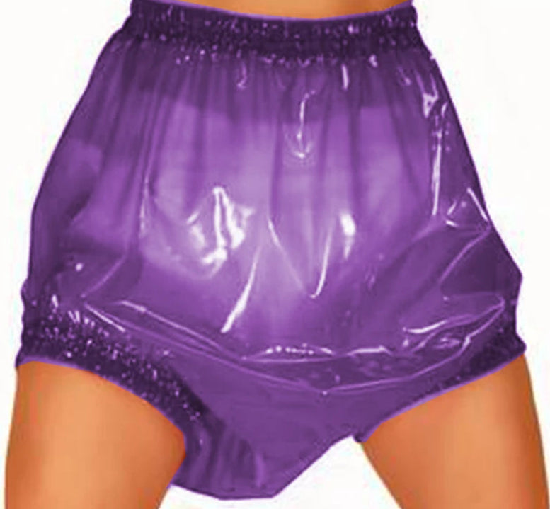 Unisex , Sissy Transparent PVC Plastic Diaper Pants, High Waist Shorts
