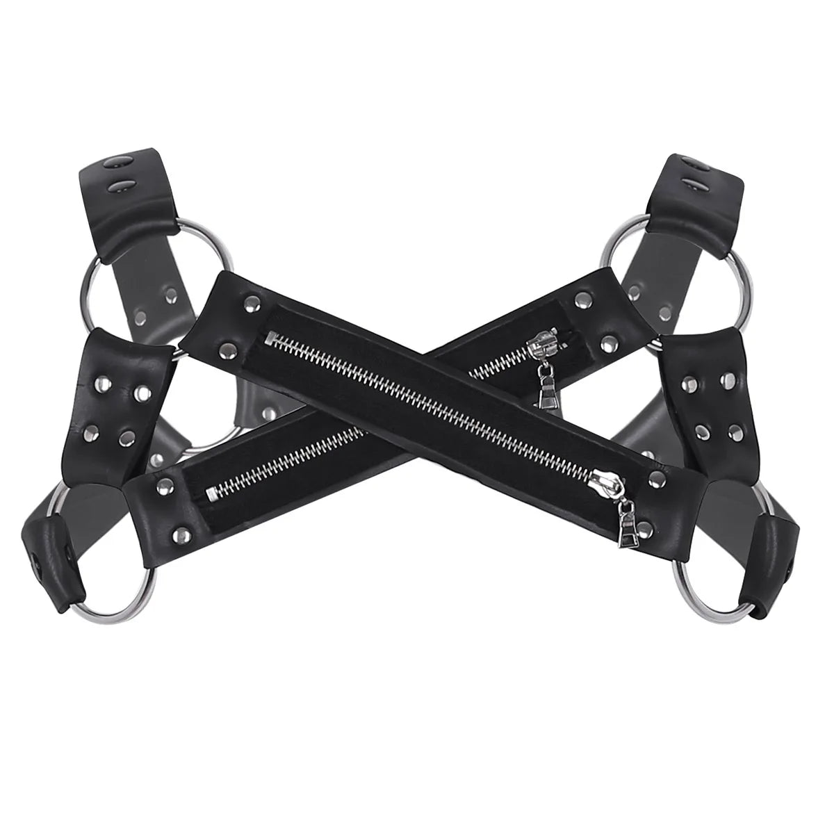 Faux Leather Harness Clubwear with Metal O-rings