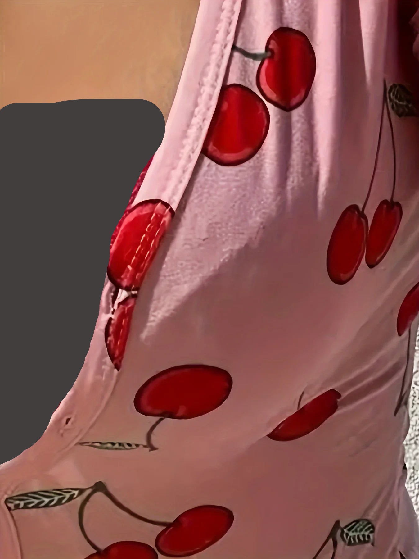 Casual Cherry Print V-neck Front Button Long Sleeve Onesies/ Bodysuit
