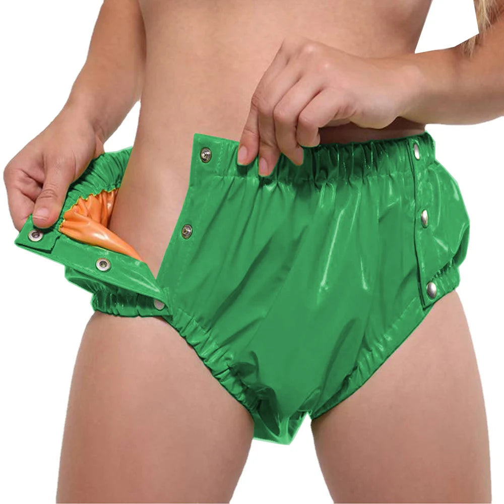 Sissy Double Layer Splicing Vinyl PVC Button-up Panties/Nappy Cover