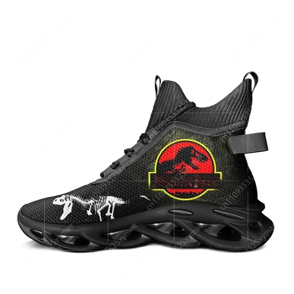 Hot Jurassic Park Dinosaur High Top Flats Sneakers Men Women Hiking Sneakers Travel Mountaineering Shoes Running Shoes