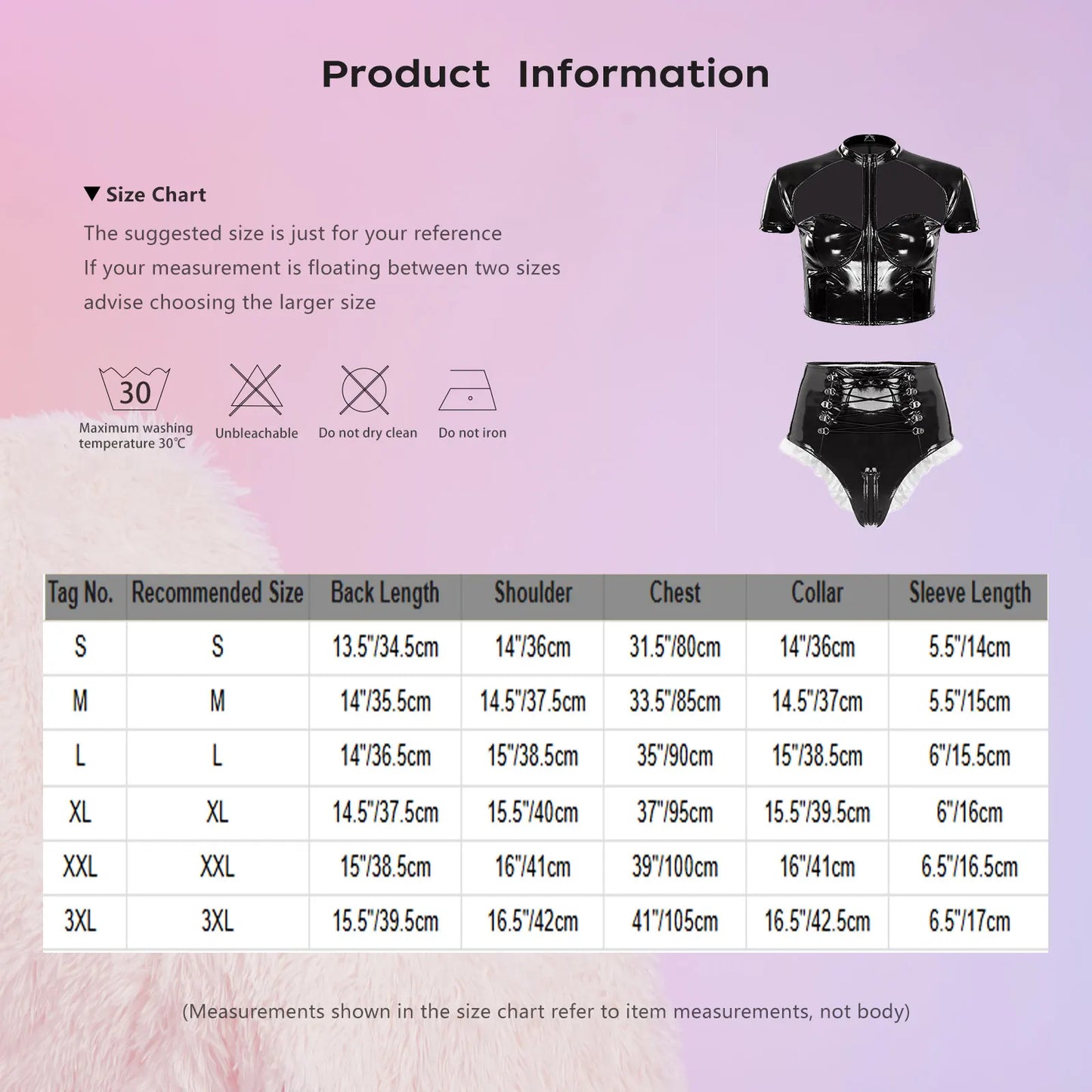 Unisex Wet Look PU Leather Rave Outfit Two Pieces