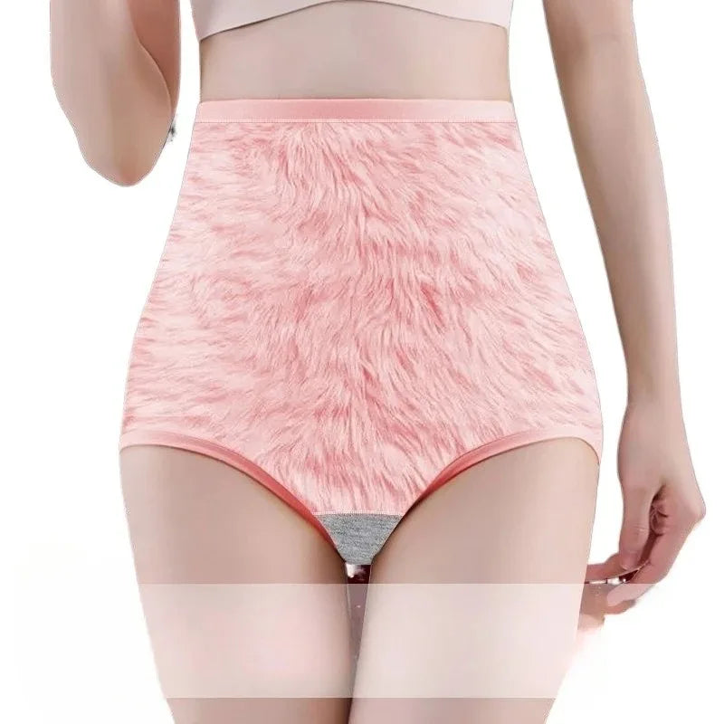 Women's Fluffy Sexy Thickened Thermal Panties Winter Warm Keep High Rise Intimates Underwear Girl Long Briefs Fashion Clubwear