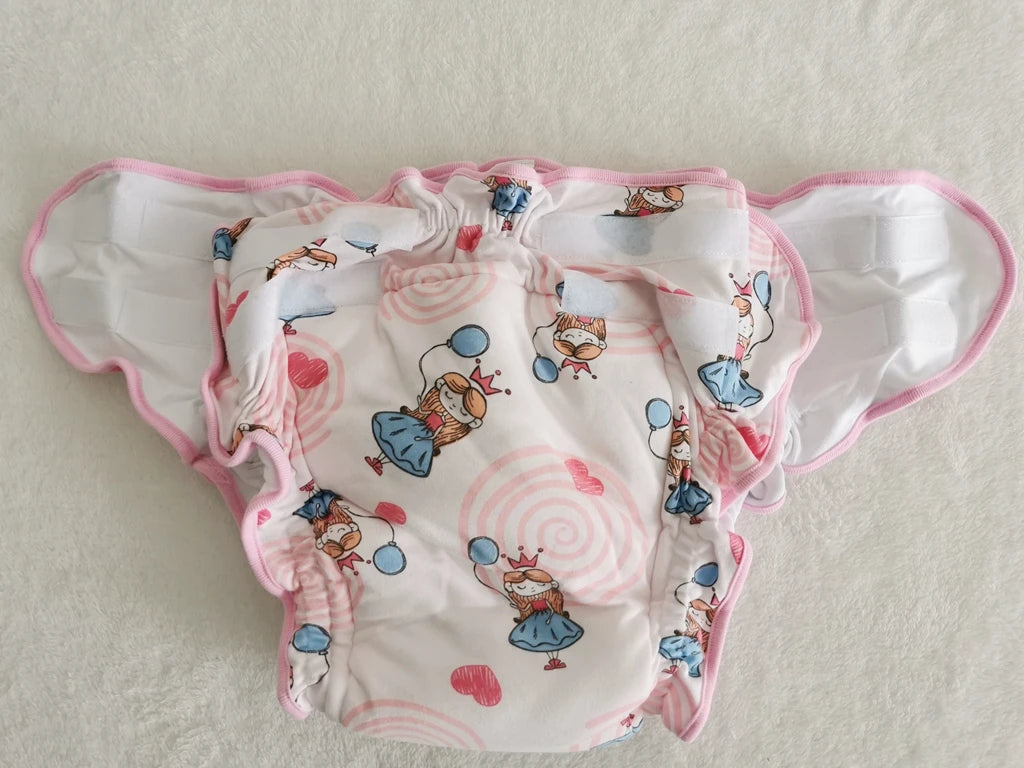 Adult Baby Cartoon Print Panties With Padding Inside