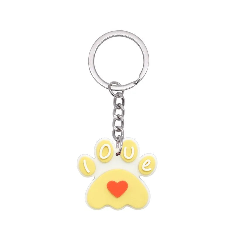 1-21Pcs Lovely Dog Paw PVC Keychain Backpack Charm Pendant