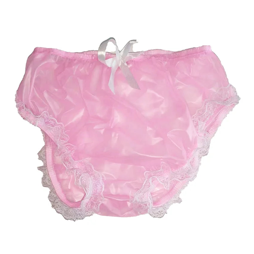 PVC Cami Briefs Lace Panties Color Pink