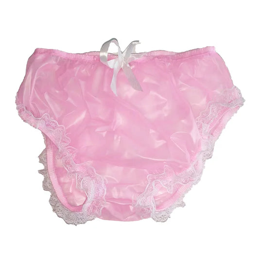PVC Cami Briefs Lace Panties Color Pink