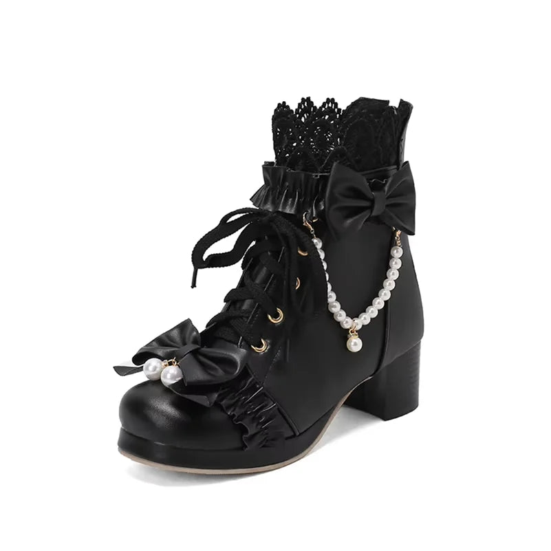 Larger Sized Ankle Short Boots Thick Mid Heels