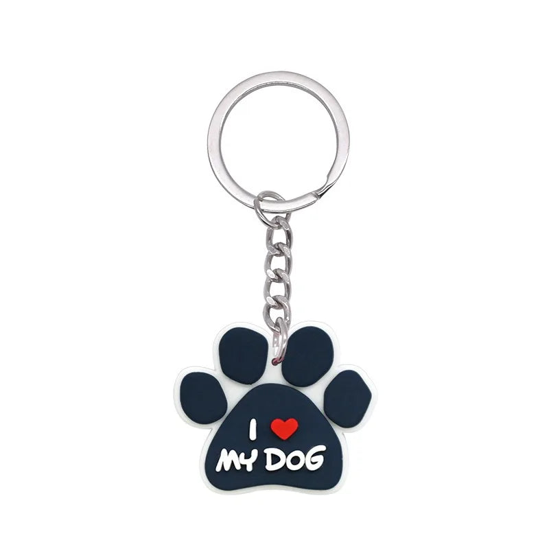 1-21Pcs Lovely Dog Paw PVC Keychain Backpack Charm Pendant