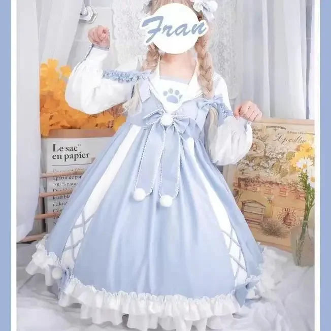 Plus Size Kawaii Dress Long Sleeve Ball Gown