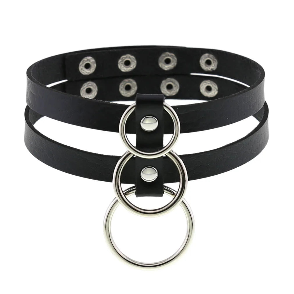 Gothic PU Leather Tassel Chain Choker Collars