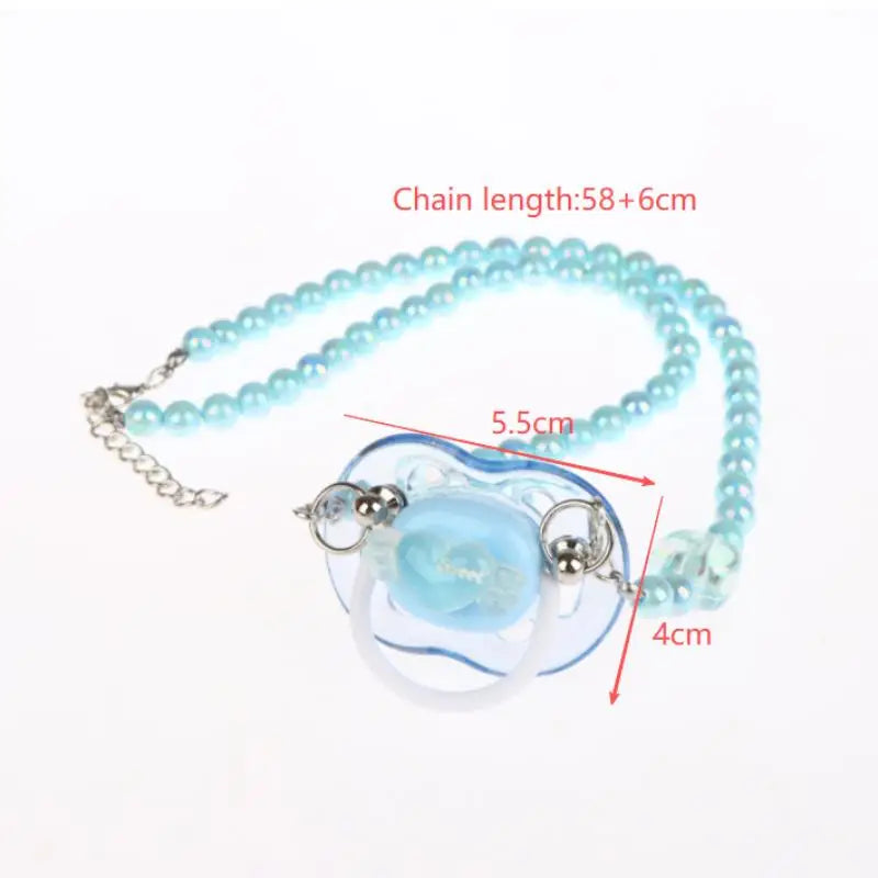 Sweet Beads Chain Pacifier Gag Collar Soft Silicone Adult Pacifier