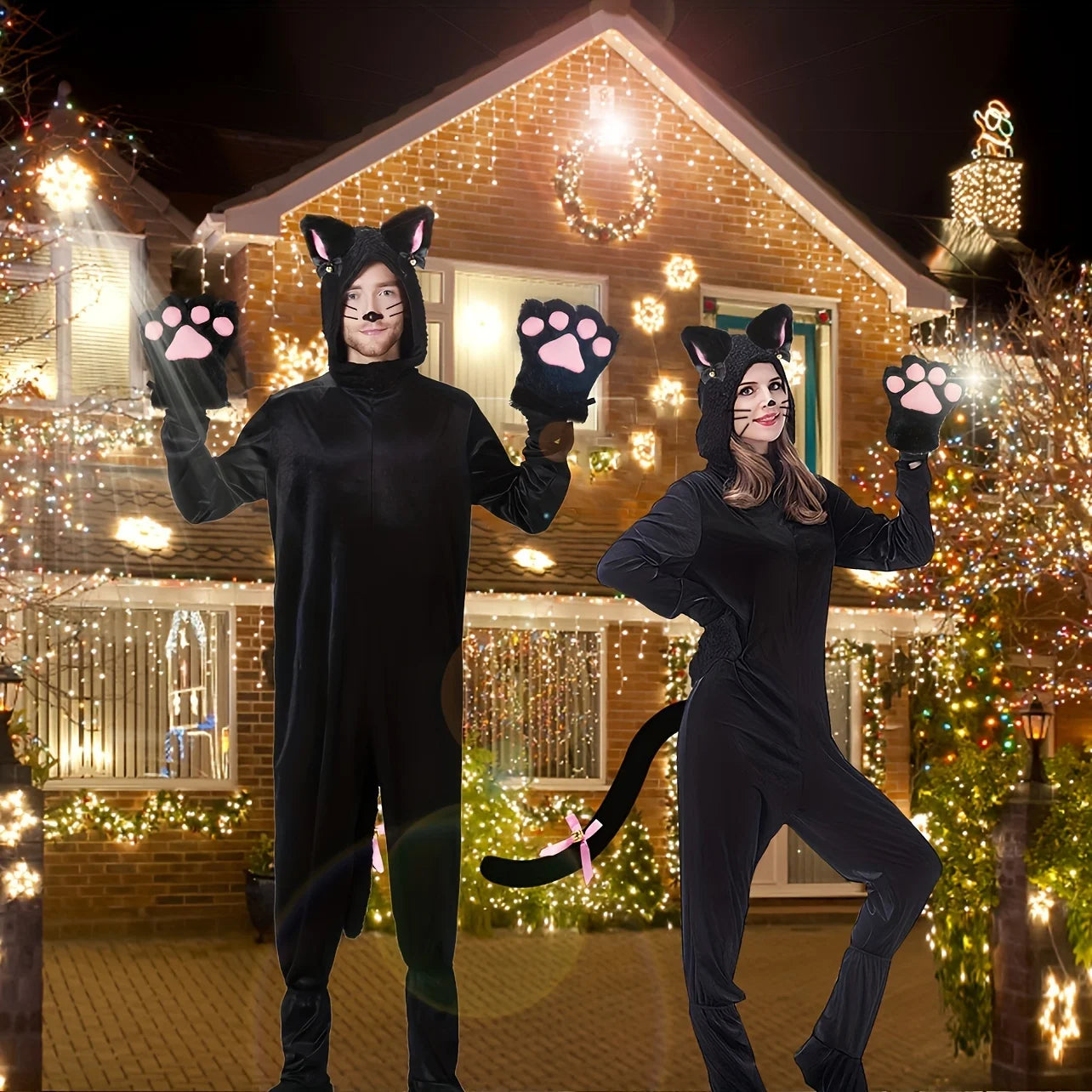 5Pcs Set Cat Paw Gloves Open Finger Gloves