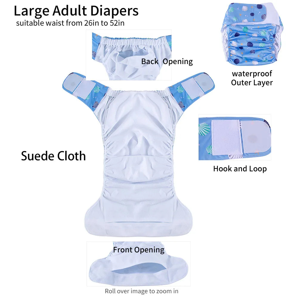2PCS Adult Cloth Diaper Pants Reusable