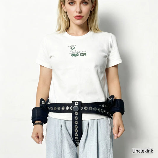Patient Safety Restraints - Black Cotton Cuffs with Magnetic Lock Waist Hip Fixation Set Diaper Belt Patients Hospital Home Care