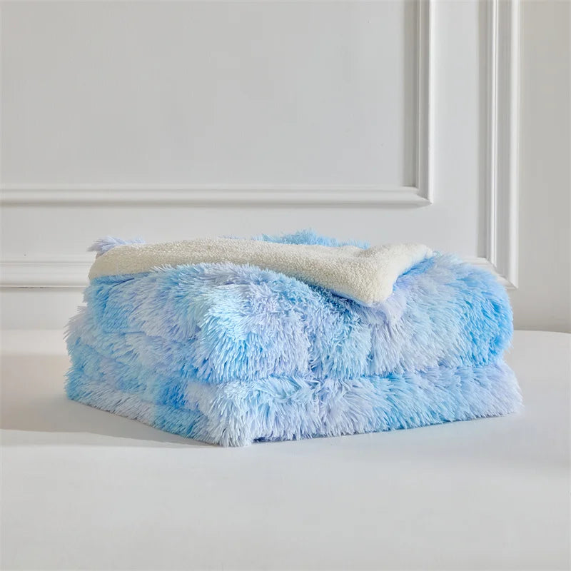 Fluffy Fuzzy Faux Fur Throw Blanket for Couch Sofa Bedroom Blanket  Lightweight Thermal Blanket Warm Blankets for Winter