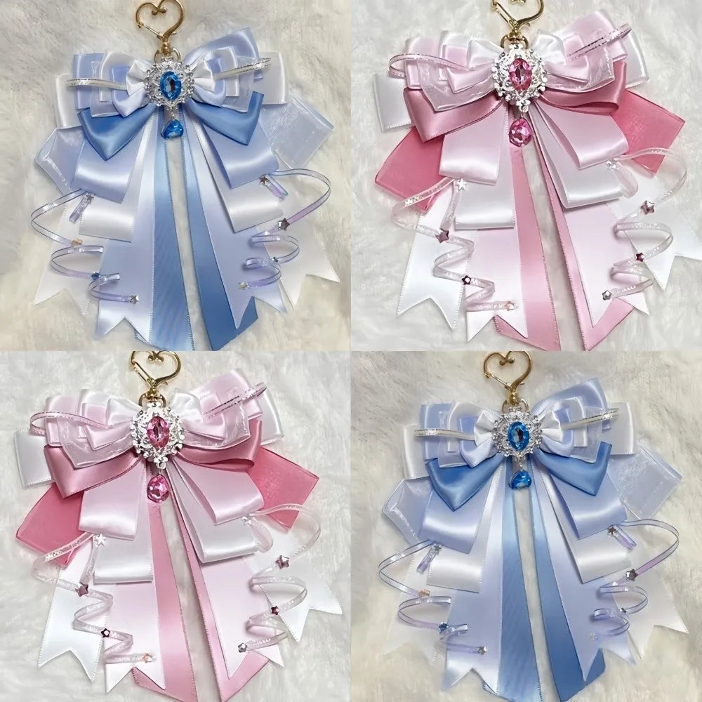 Cute Anime Ita Bag Accessories Multi-layered Bow Pendant Keyring