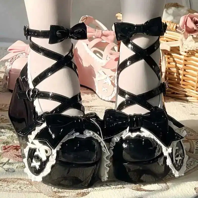 womens Lovely Cute Butterfly-knot Platform Shoes