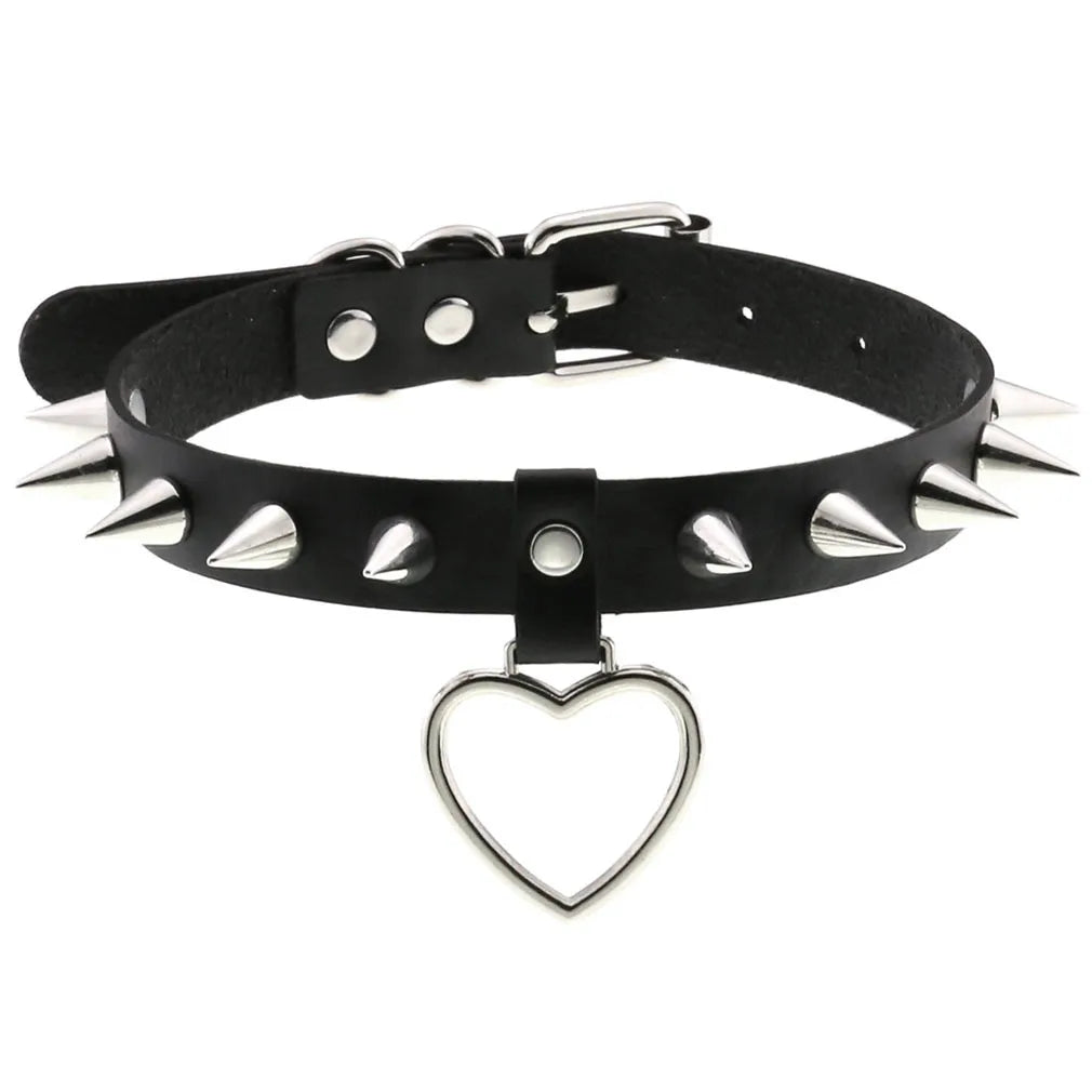 Gothic PU Leather Tassel Chain Choker Collars