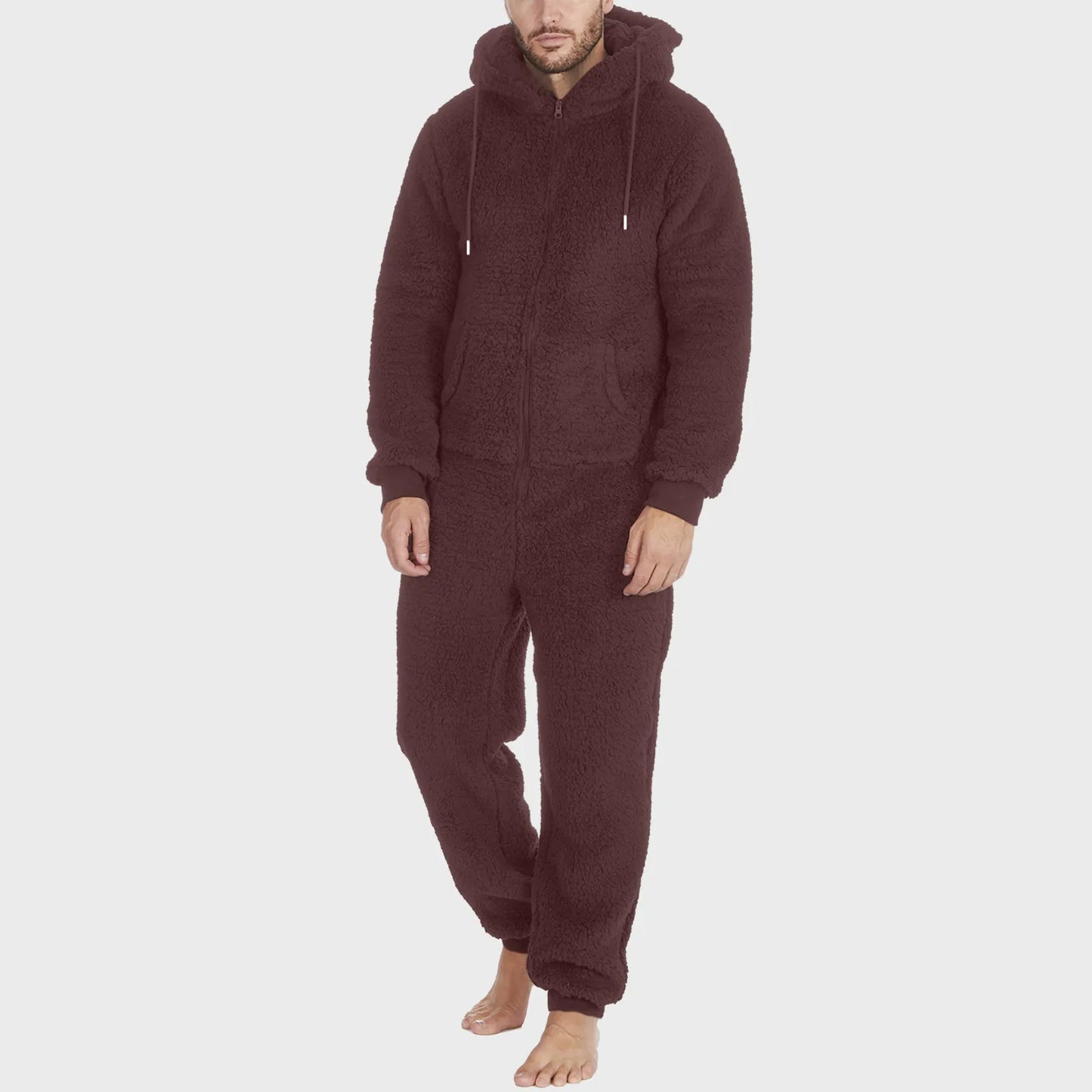 Zipper Warm Plush Jumpsuit Onesie Adult Sleepwear