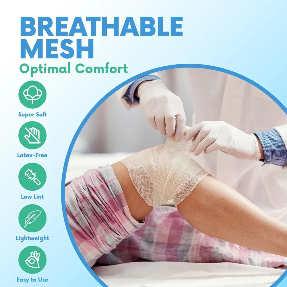 Breathable Gauze Bandage Rolls–4 Rolls- Premium First Aid Supplies