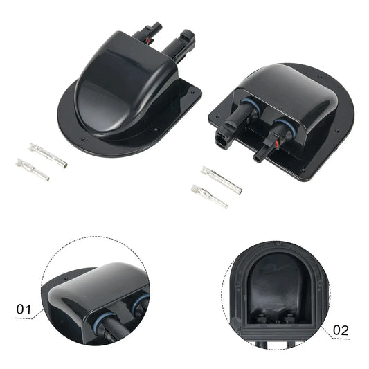 Waterproof Car Junction Box Solar Panel Cable Entry Gland Sealing Box Double Hole Curved Connector for RV Caravan Motorhome Boat