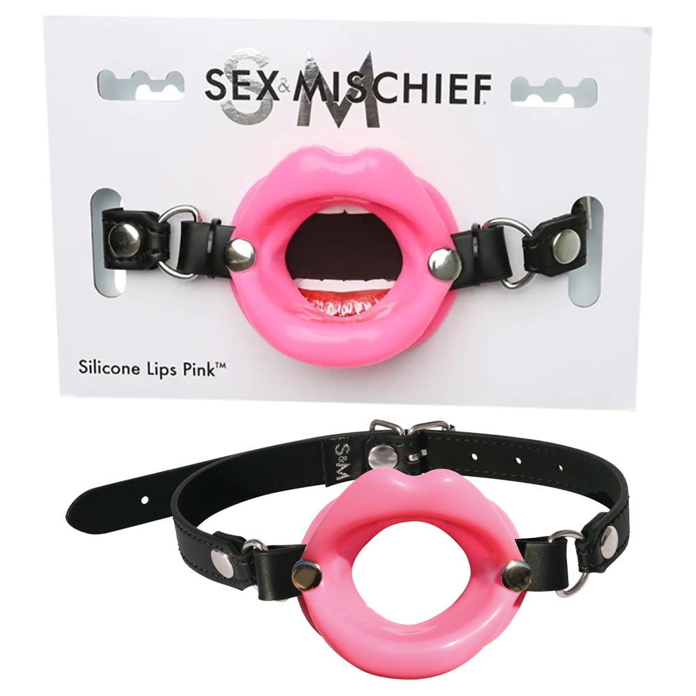 Sex & Mischief Silicone Lips Mouth Gag - Pink Mouth Restraint