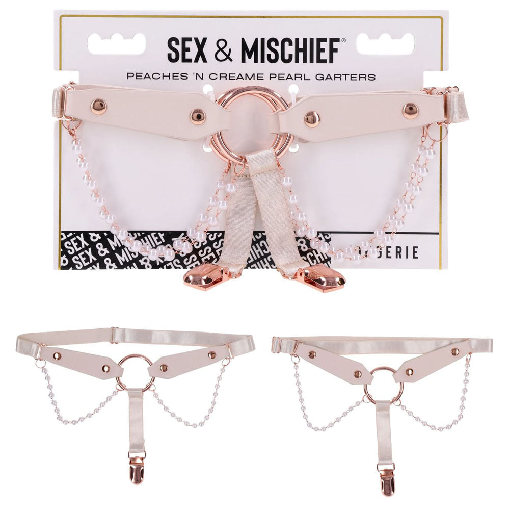 Sex & Mischief Peaches n CreaMe Pearl Garters - Set of 2