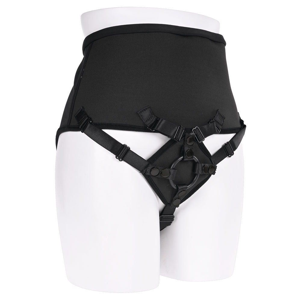 SPORTSHEETS High Waisted Corset Strap On - Black Adjustable Harness (No Probe Included)