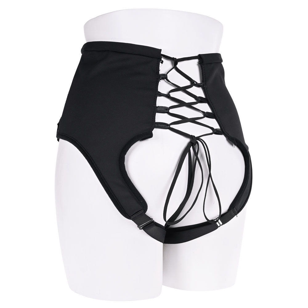 SPORTSHEETS High Waisted Corset Strap On - Black Adjustable Harness (No Probe Included)