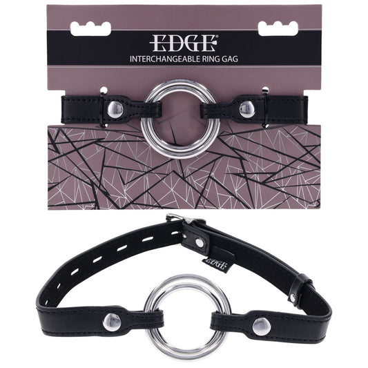EDGE Black Ring Mouth Gag Restraint with 2 Interchangeable Pieces