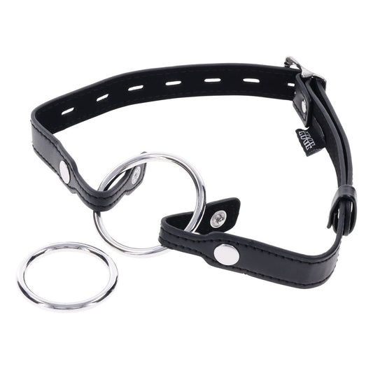 EDGE Black Ring Mouth Gag Restraint with 2 Interchangeable Pieces