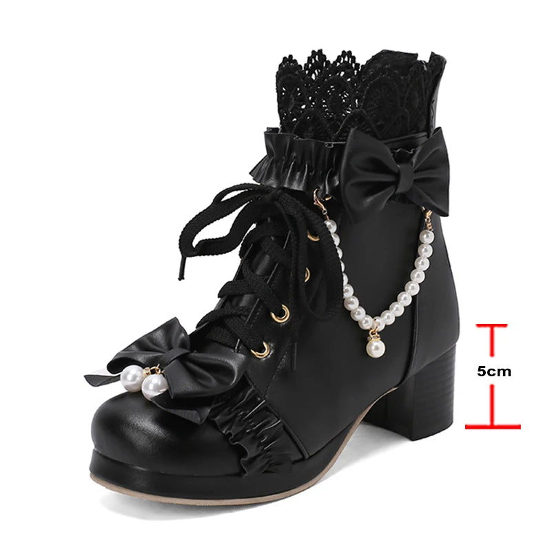 Larger Sized Ankle Short Boots Thick Mid Heels